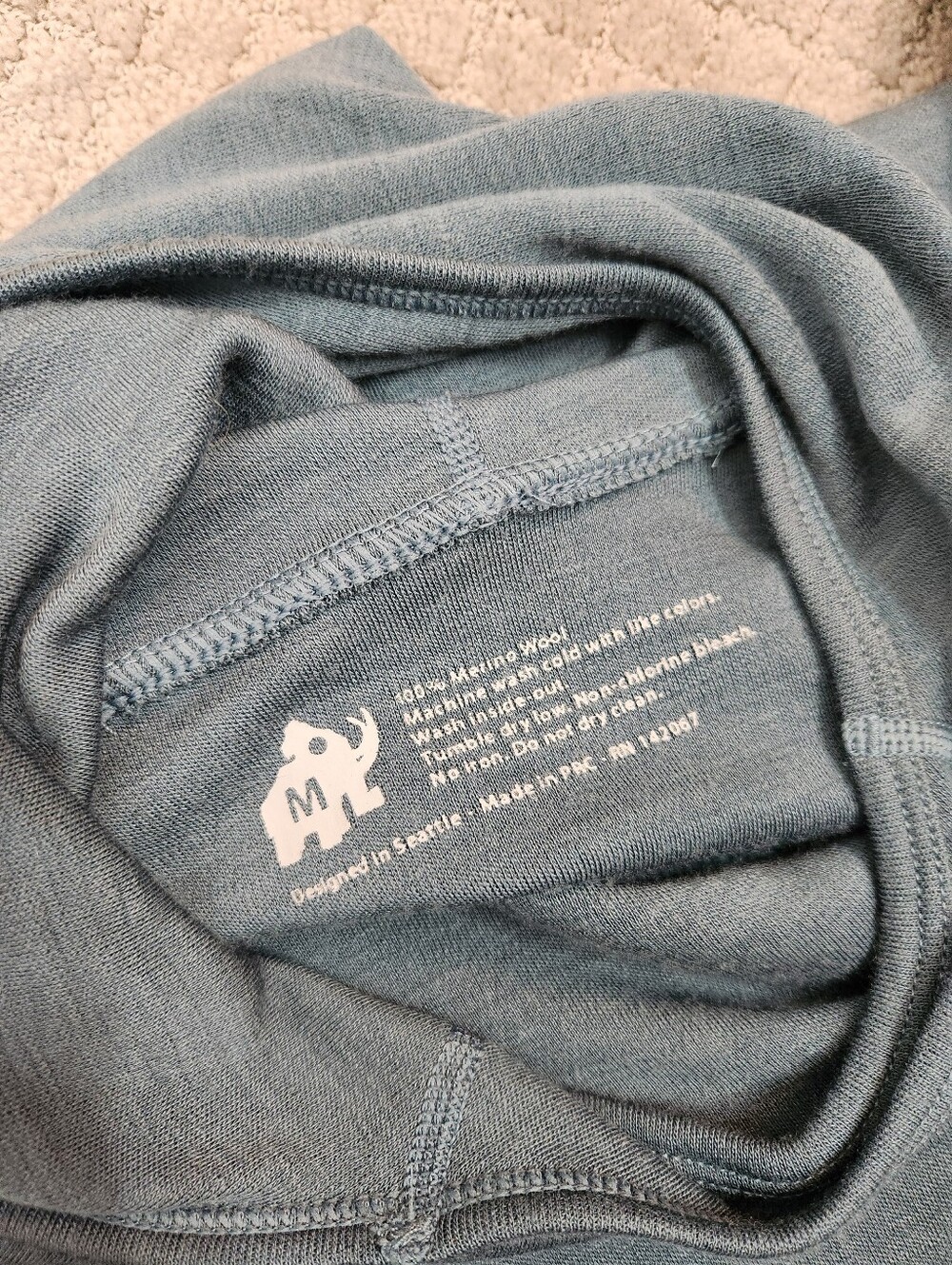 Woolly Stone Blue Pro-Knit Wool Pullover Hoodie Long Sleeve Top Size Medium - Picture 4 of 6